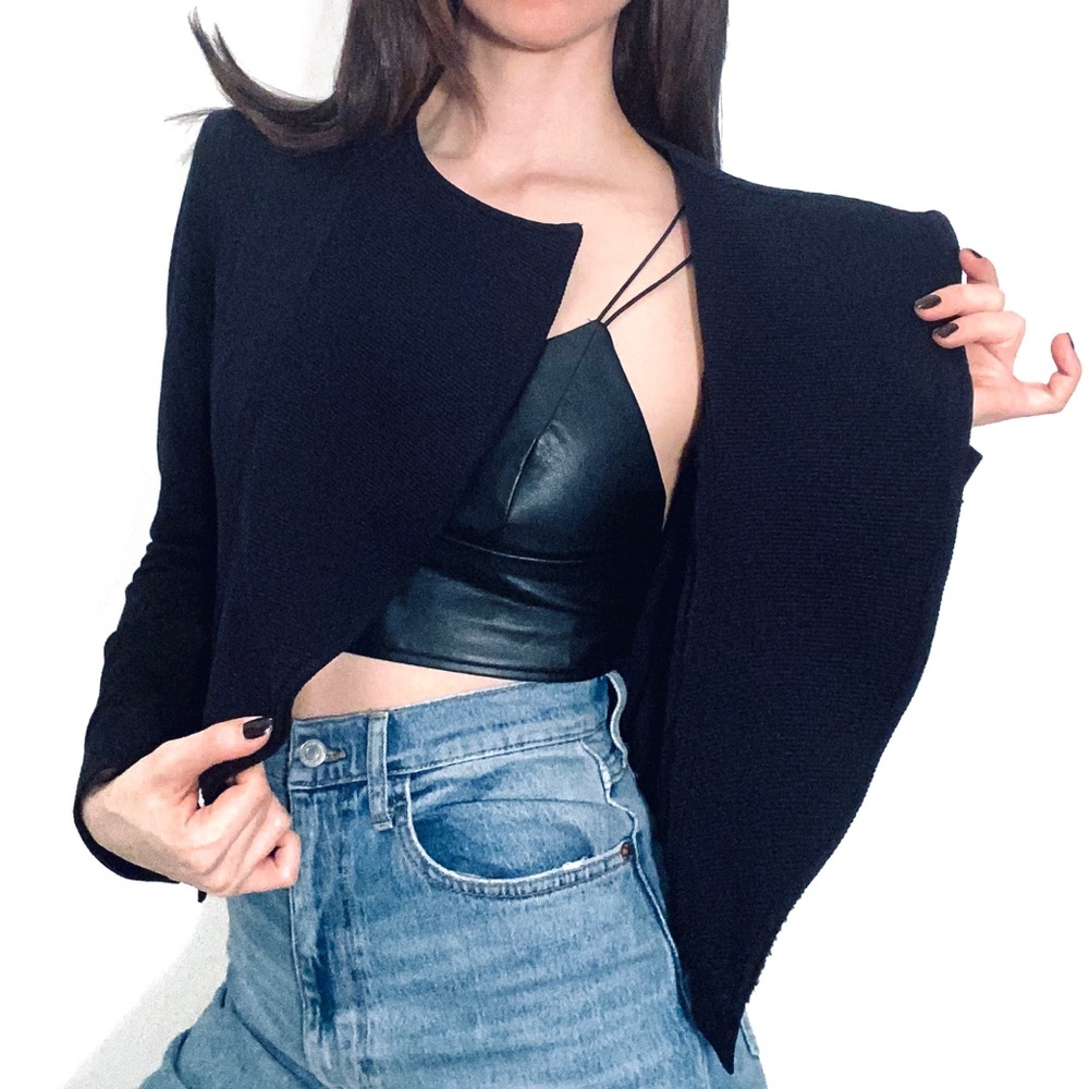 7 for All Mankind black waterfall drape blazer